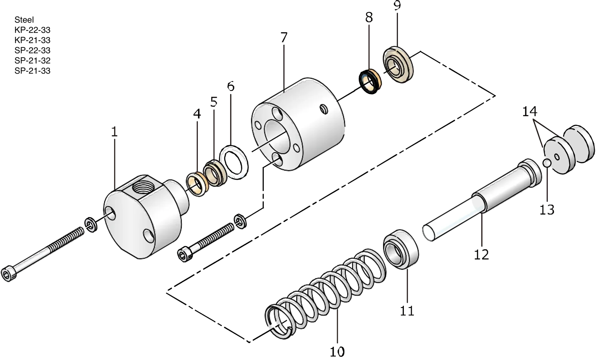 FLOM Pump head guide, ø 7 mm, SS
