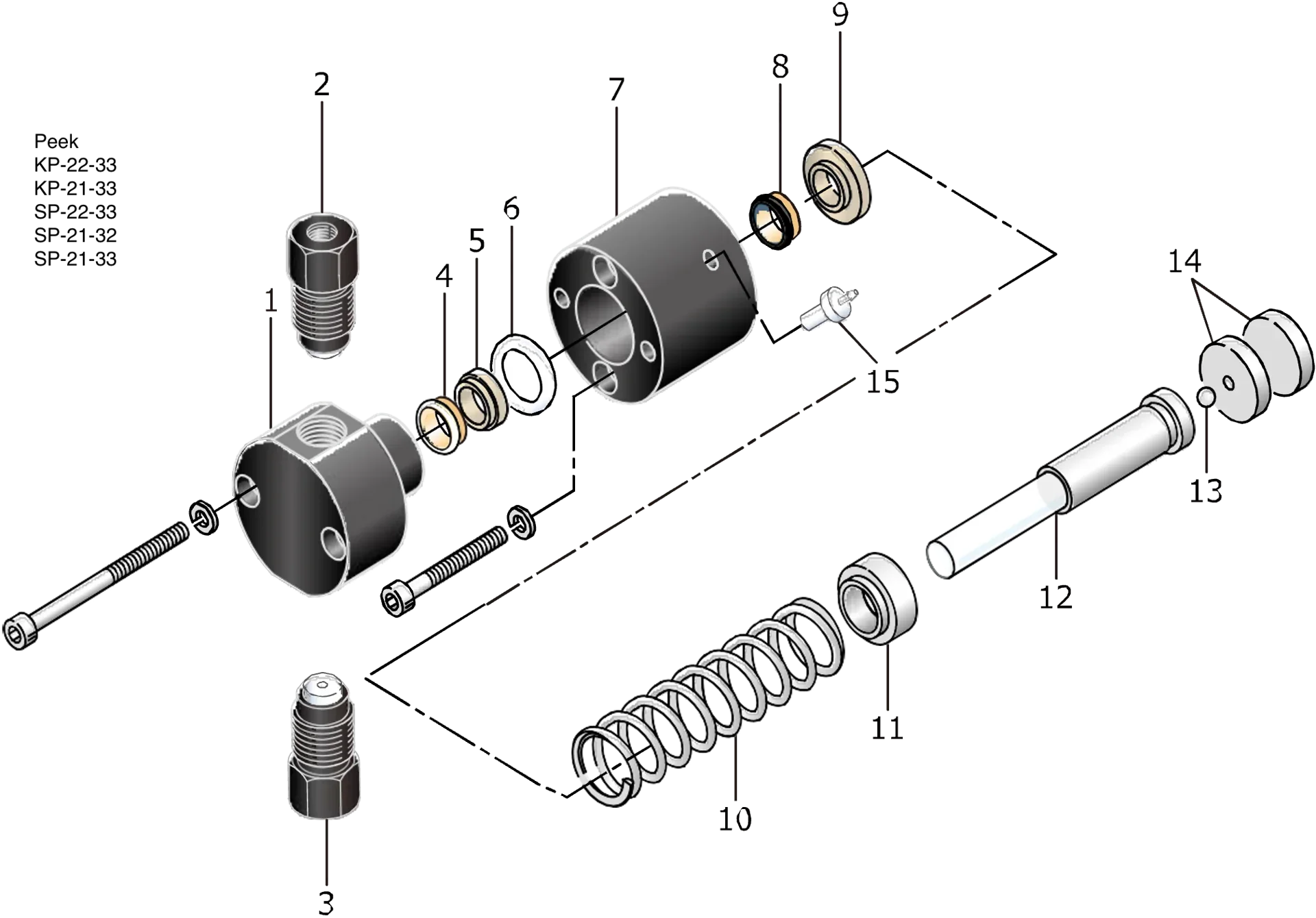 FLOM Plunger guide, ø 7 mm, PEEK