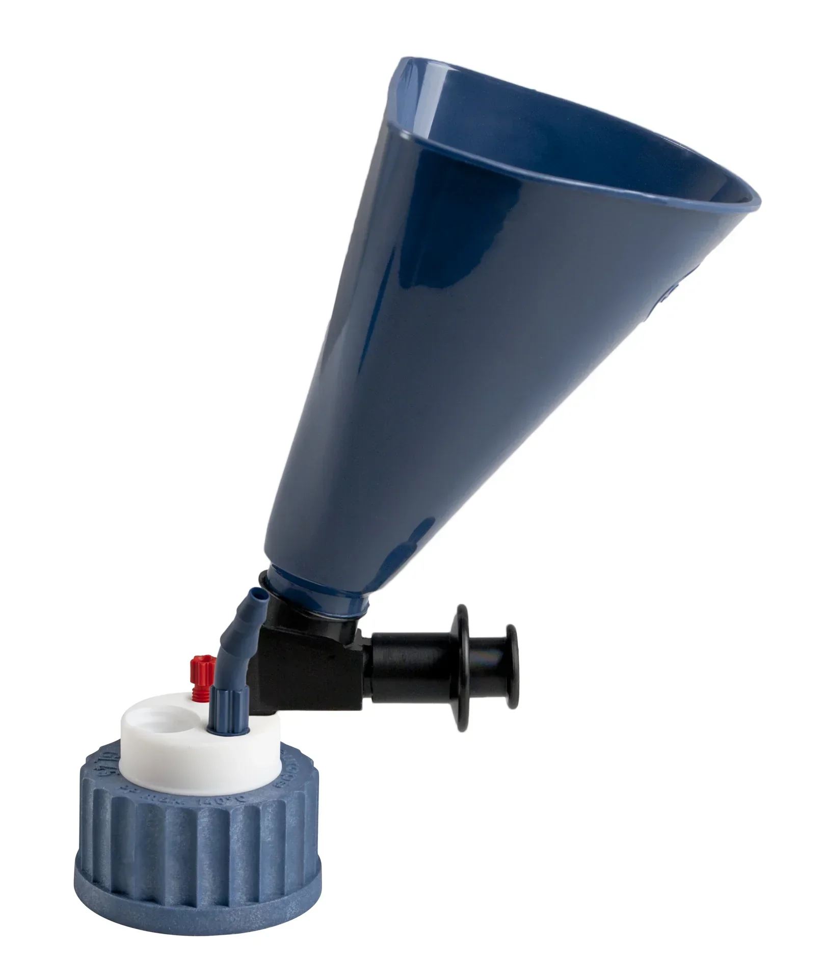 SafetyWasteCap GL45, Sicherheits-Trichter mit  Automatik, 1x 3,2 mm AD, 1x 6,4 - 9 mm ID +  Anschluss für Abluftfilter