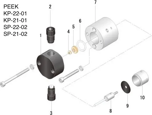 FLOM 1/16" Check valve assembly (Inlet) PEEK