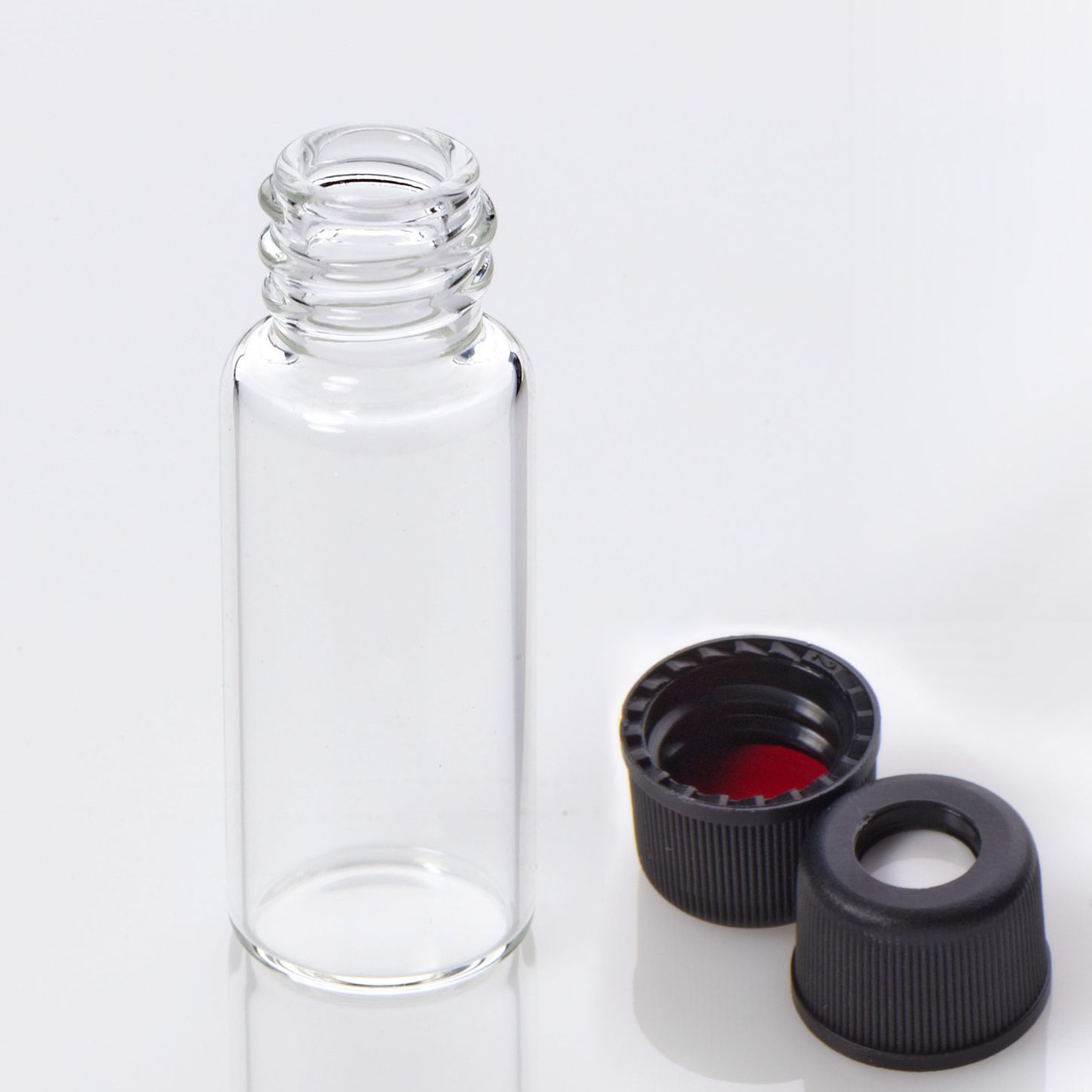 Vial Kit: 2mL Clear Glass Vial, 8-425 Black Polypropylene Screw Cap with 0.060" PTFE/Silicone Septa, 100/pk