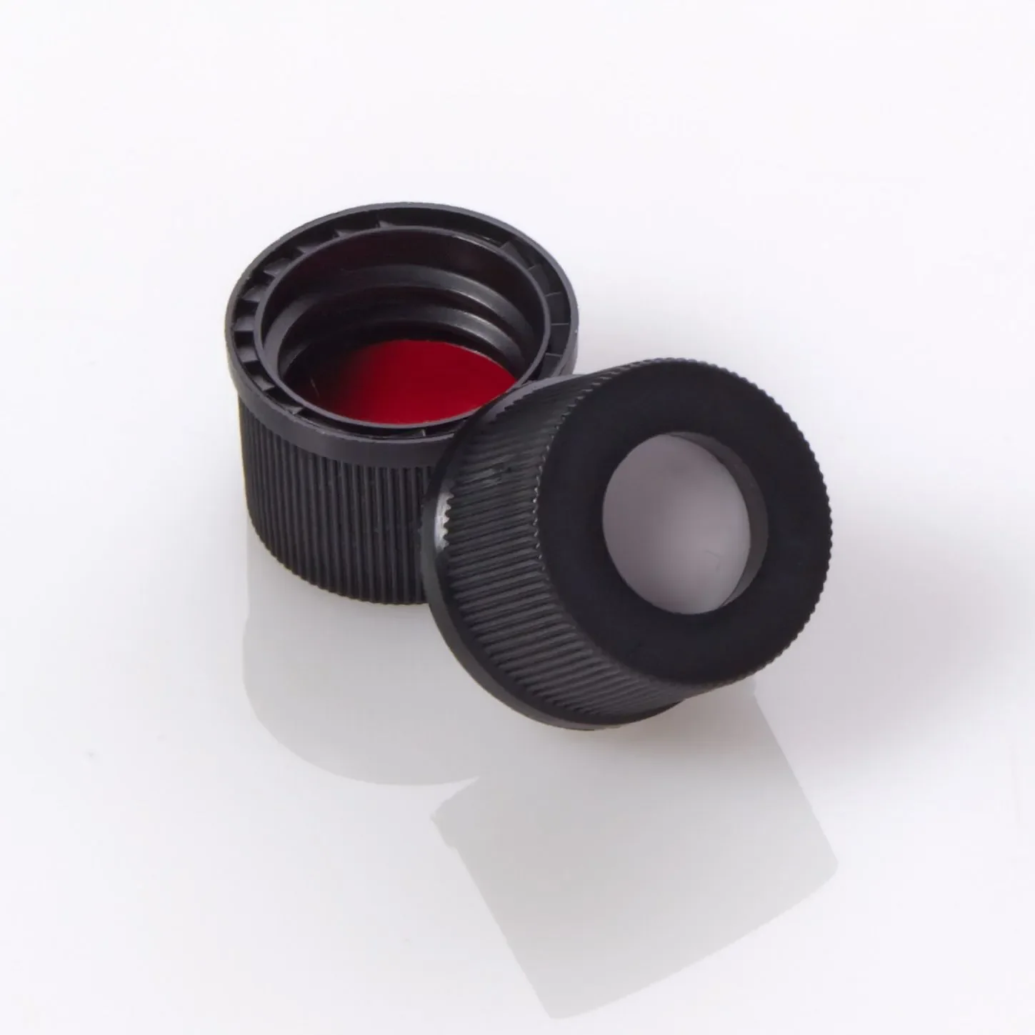 Cap Screw 10-425 Open Top Black Polypropylene with 0.060" PTFE/Silicone Septa, 100/pk