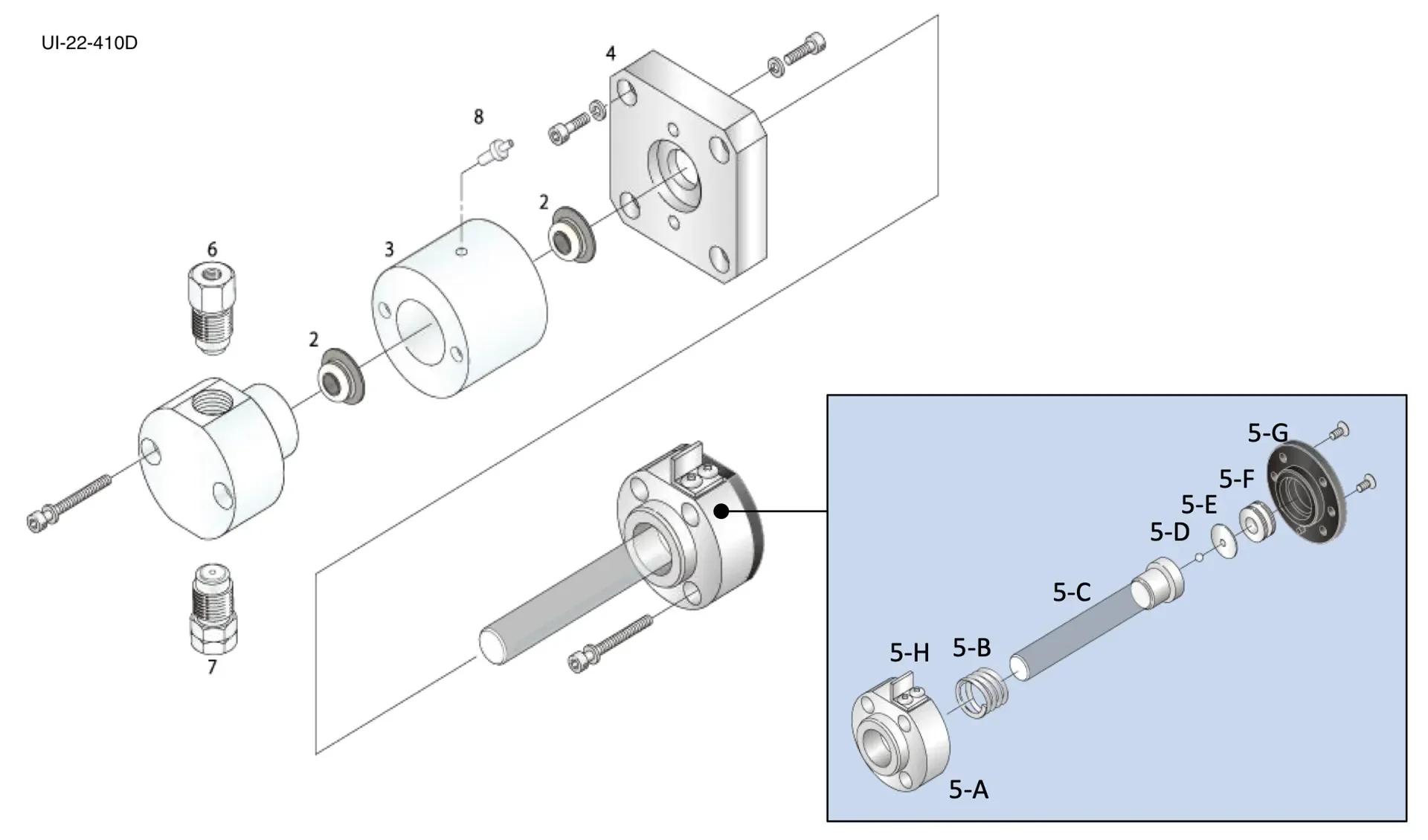 FLOM Plunger assembly casing, ø 9.5mm, SUS304 für UI-22-410D, UI-22-410S, UI-22-410P