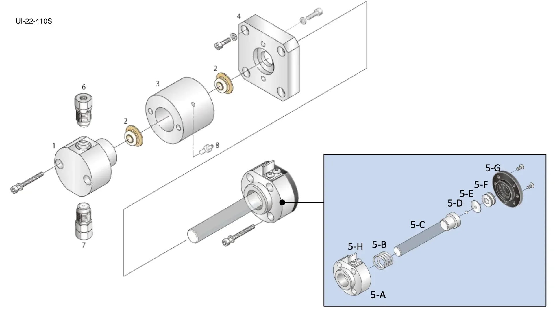 FLOM Plunger assembly casing, ø 9.5mm, SUS304 für UI-22-410D, UI-22-410S, UI-22-410P