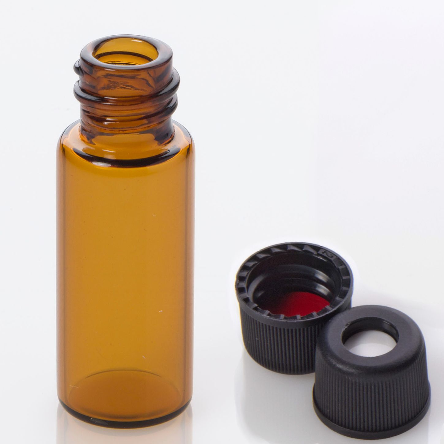 Vial Kit: 2mL Amber Glass Vial, 8-425 Black Polypropylene Screw Cap with 0.060" PTFE/Silicone Septa, 100/pk